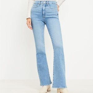 LOFT High Rise Slim Flare Jeans in Light Wash Indigo